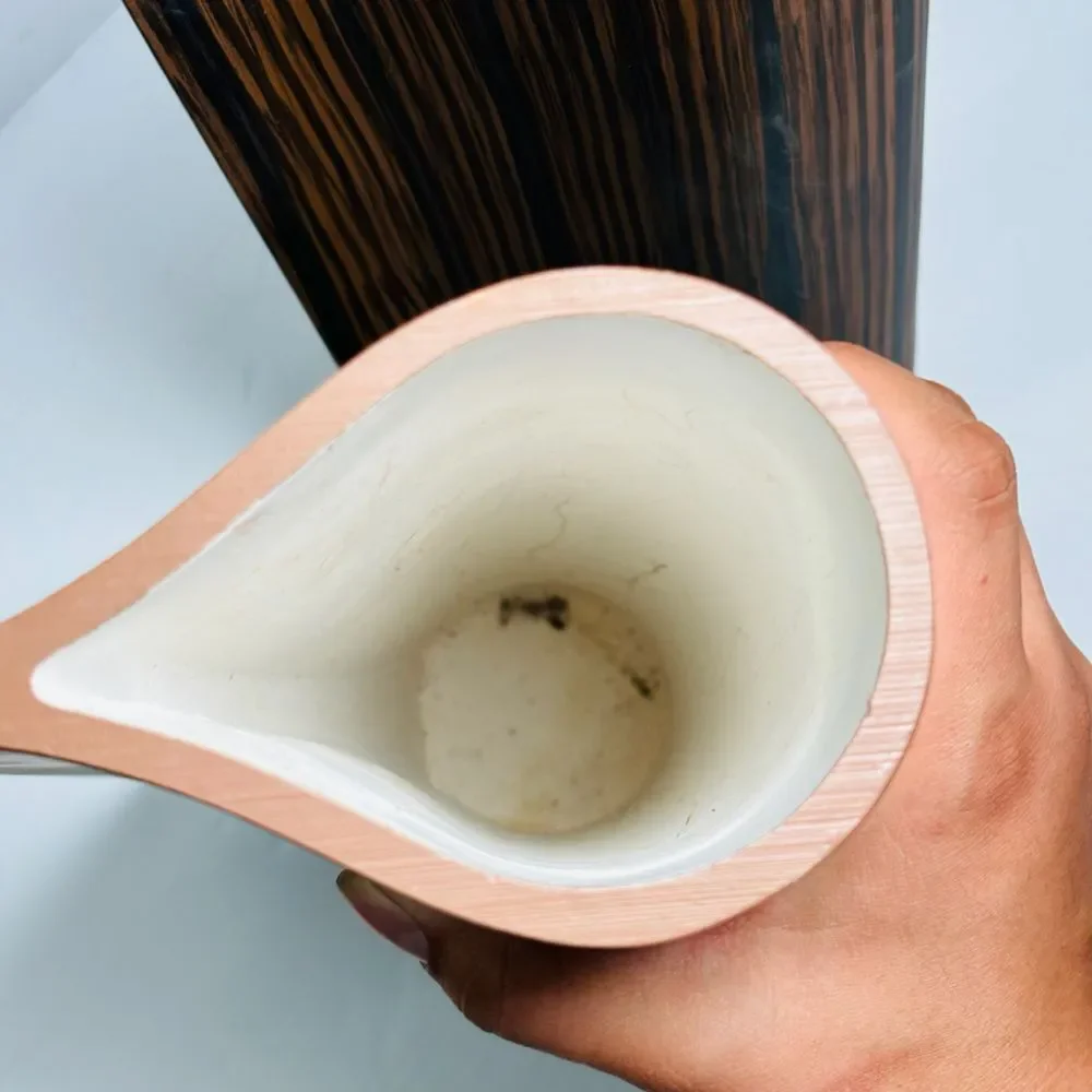 Large Ceramic Resin Wooden Teardrop Flower Display Vases Rustic MCM Mid‎ Century